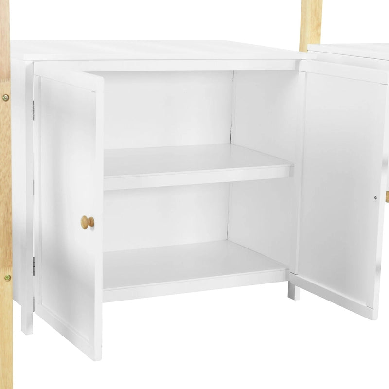 Twin Size Solid Wood Loft Bed with Built-in Storage and Foldable Desk
