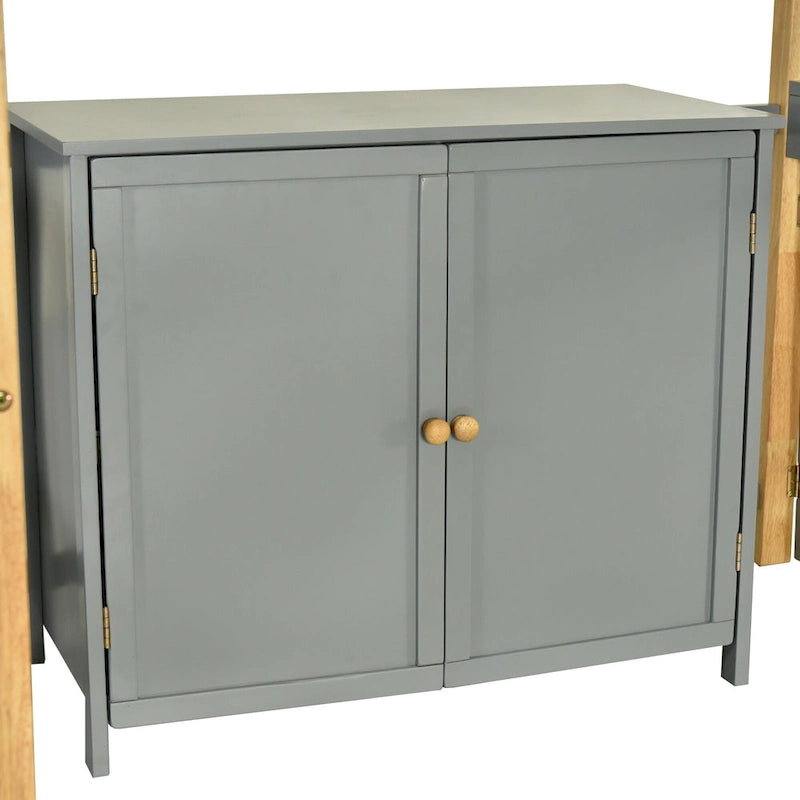 Gray Twin Size Solid Wood Loft Bed with Storage Cabinet & Desk