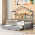 Full Wooden House Bed with Twin Trundle