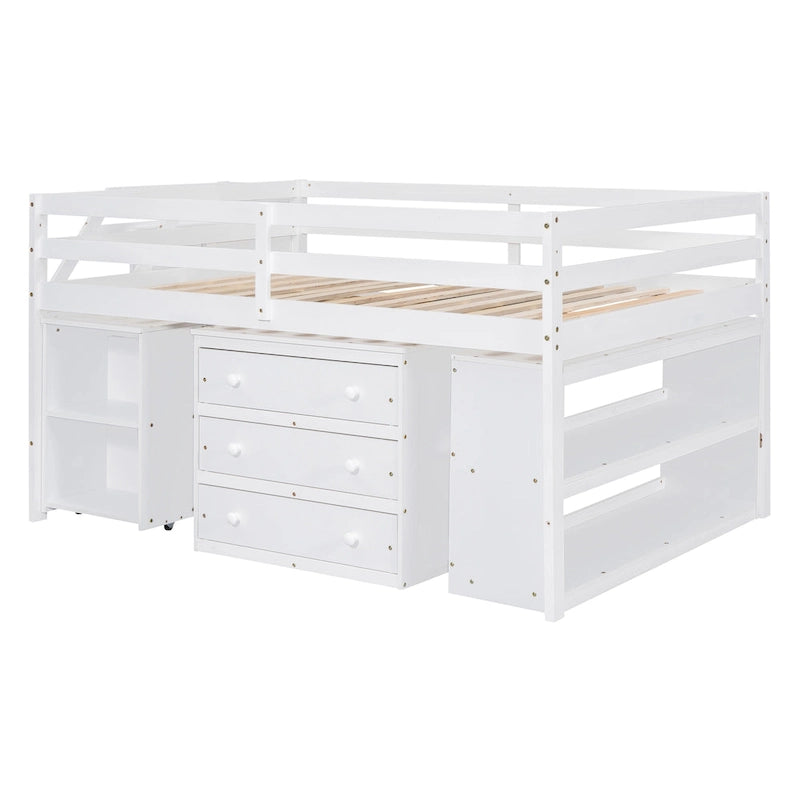 Solid Wood Loft Bed with Desk