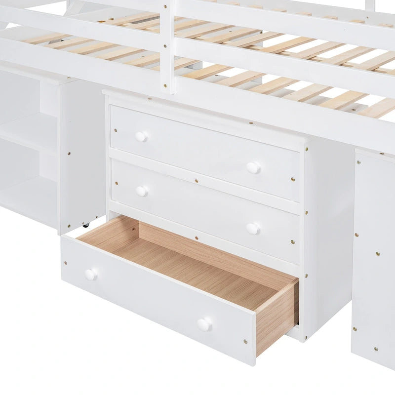 Solid Wood Loft Bed with Desk