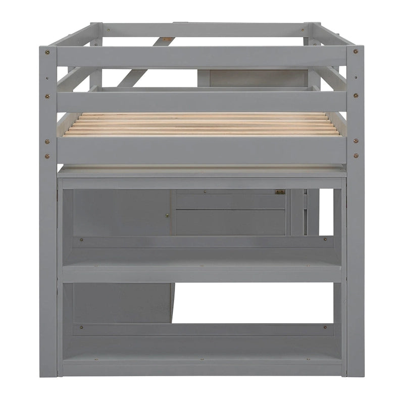 Solid Wood Loft Bed with Desk