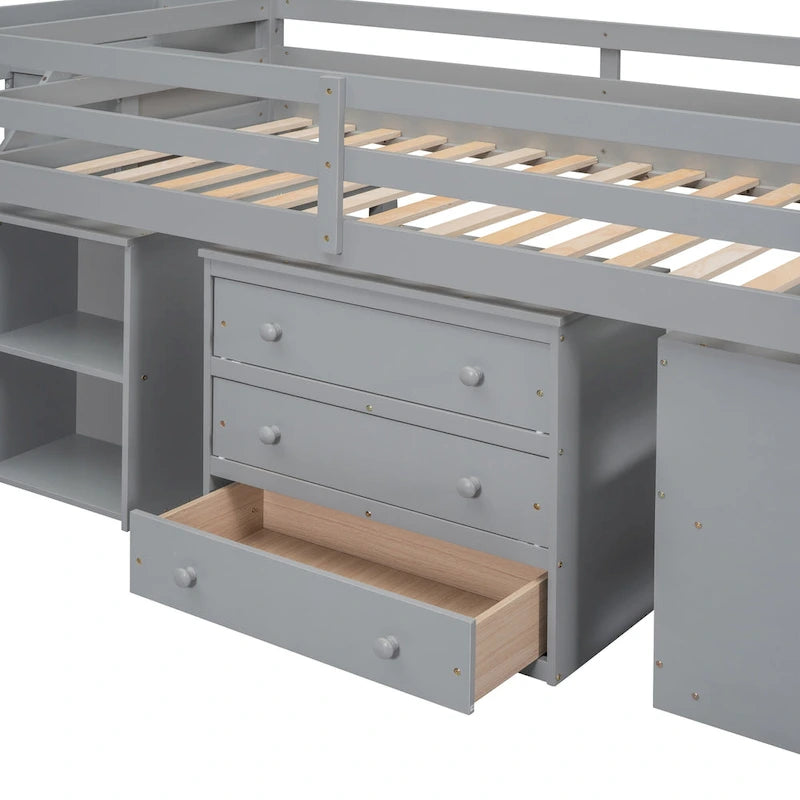 Solid Wood Loft Bed with Desk