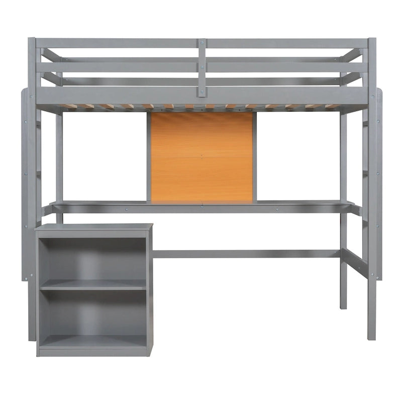 Pine Loft Bed with Desk and Writing Board