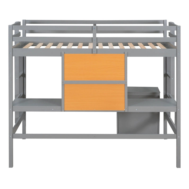 Pine Loft Bed with Desk and Writing Board