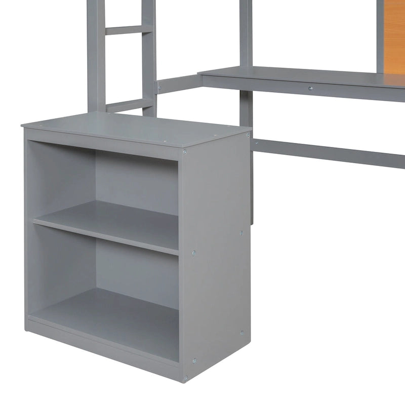 Pine Loft Bed with Desk and Writing Board