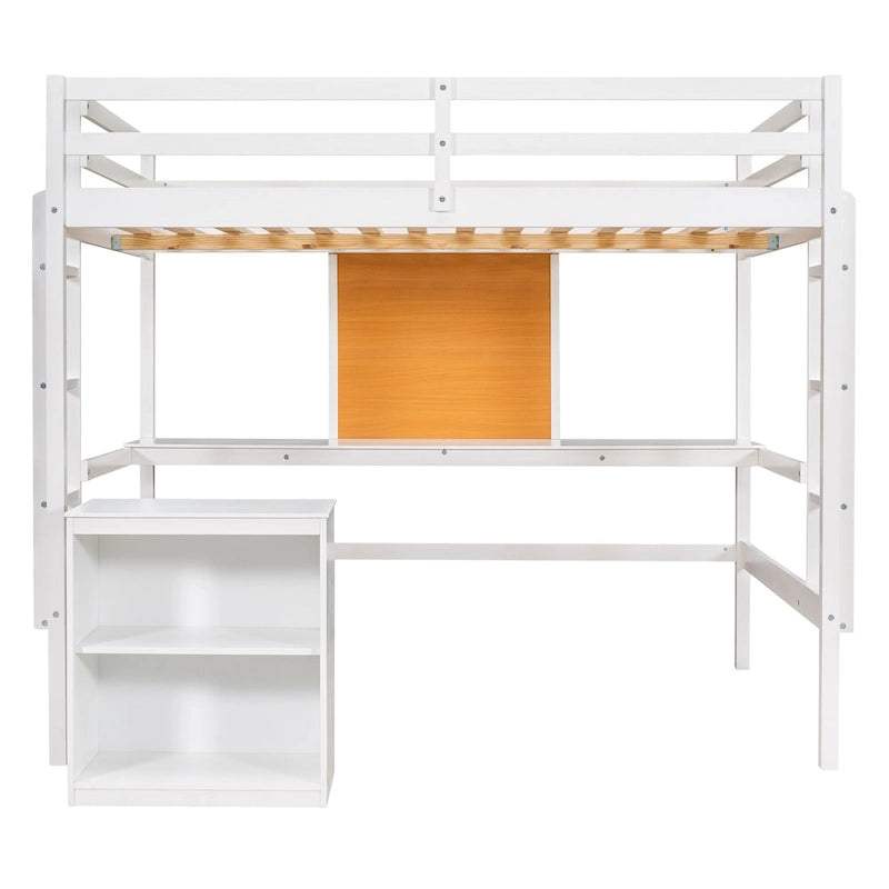 Full Pine Loft Bed with Desk and Writing Board