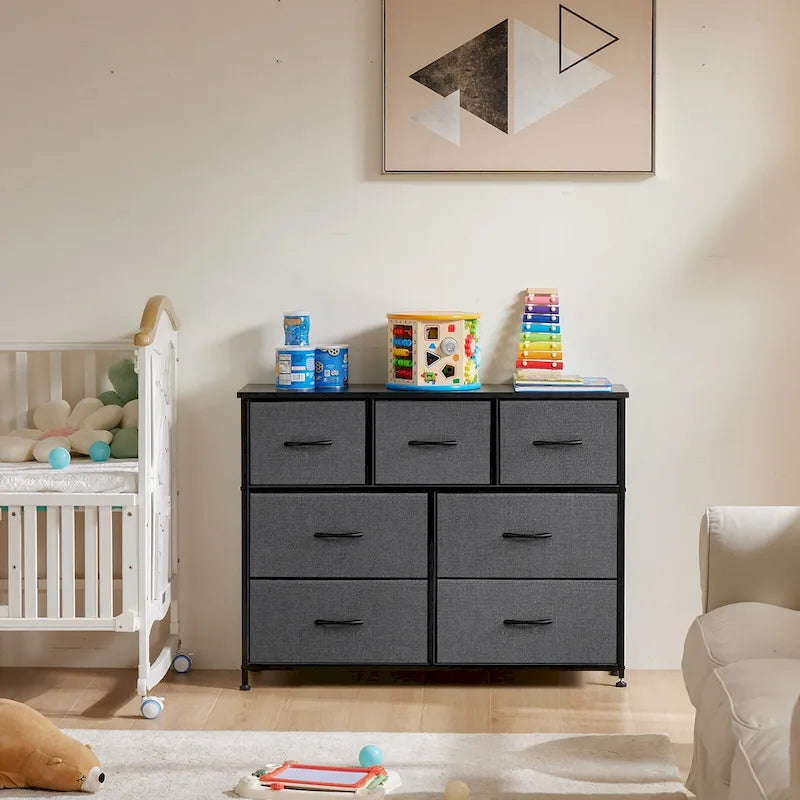 7-Drawer Double Dresser, Storage Spaces, Assembled Wardrobe Lockers, Bedroom Furniture Lockers for Bedroom