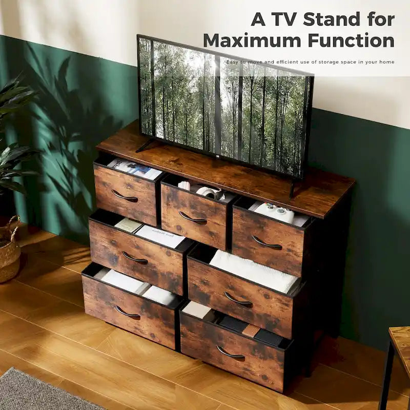 7-Drawer Double Dresser, Storage Spaces, Assembled Wardrobe Lockers, Bedroom Furniture Lockers for Bedroom