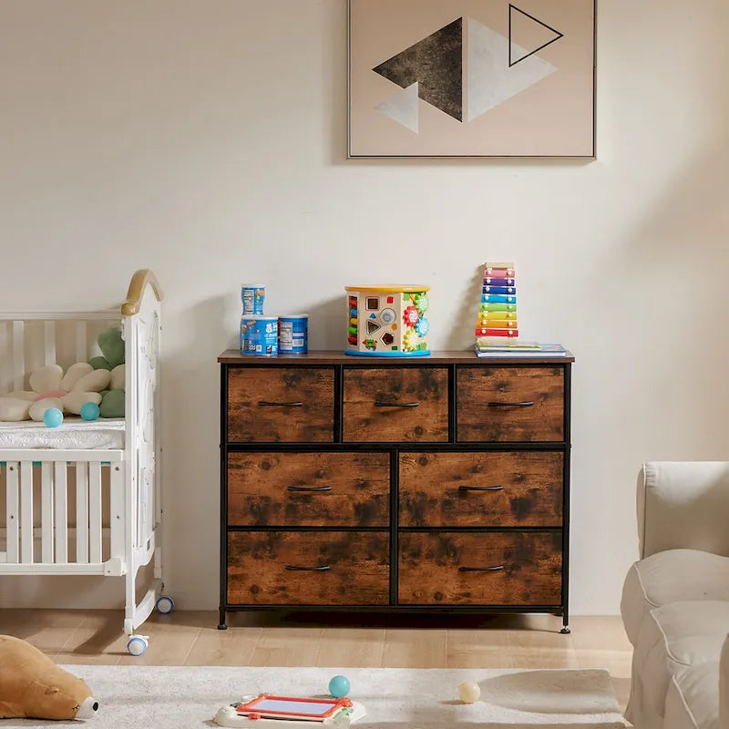 7-Drawer Double Dresser, Storage Spaces, Assembled Wardrobe Lockers, Bedroom Furniture Lockers for Bedroom