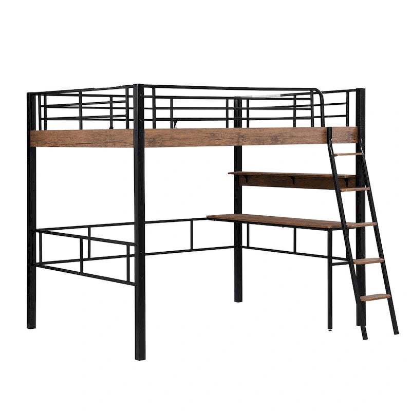 Full Metal Loft Bed with Desk