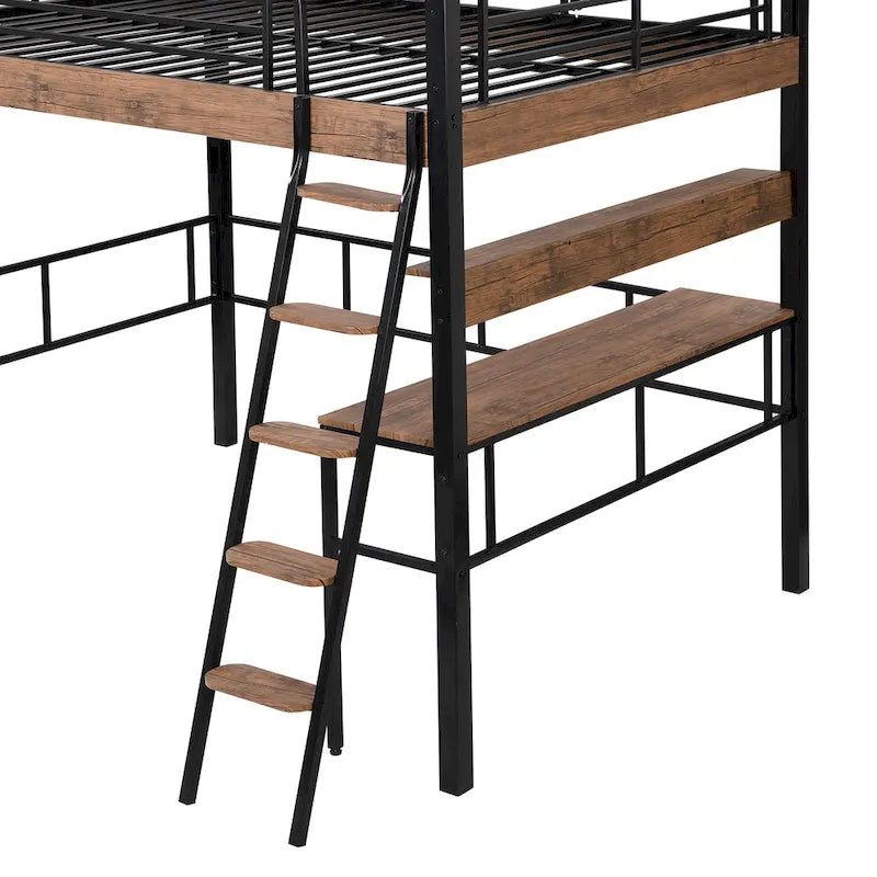 Full Metal Loft Bed with Desk