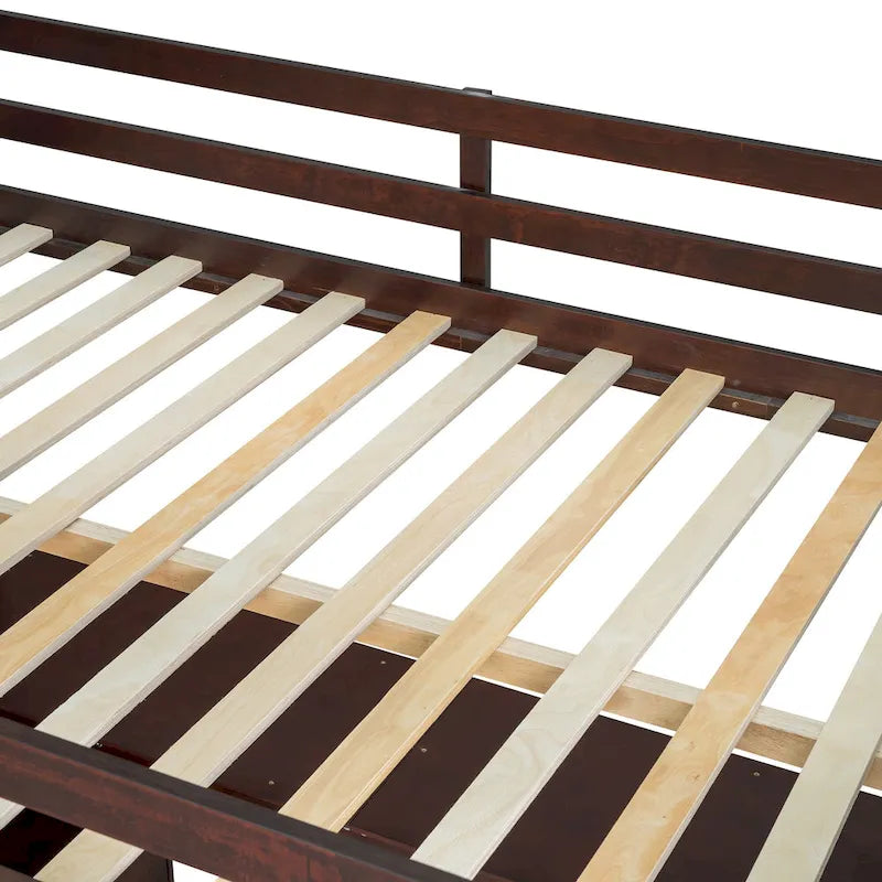 Full Size Wood Loft Bed with Drawers, Shelves & Desk