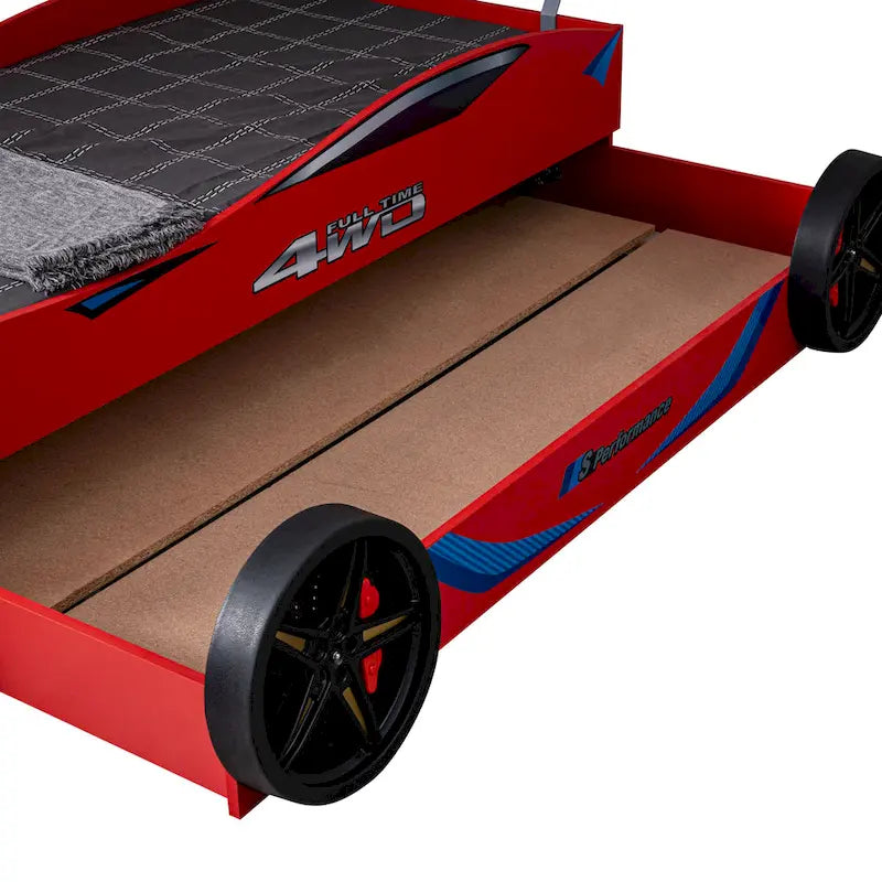 Furniture of America Laszlo Modern Race Car-Shaped Twin Bed with Trundle