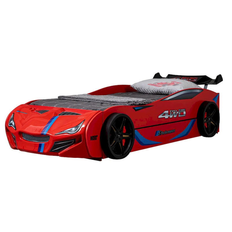 Furniture of America Laszlo Modern Race Car-Shaped Twin Bed with Trundle