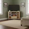 Meuble TV d'angle pour téléviseurs jusqu'à Console multimédia en bois massif marron clair