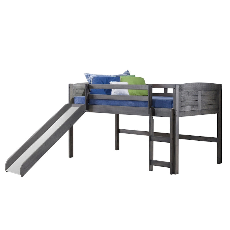 Twin Louver Low Loft with Slide in Antique Grey