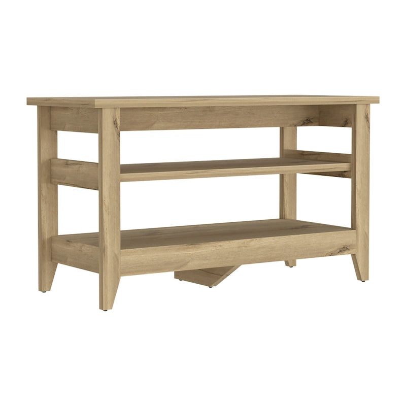 TUHOME Misuri Storage Bench with 4 Legs and 2 Open Shelves