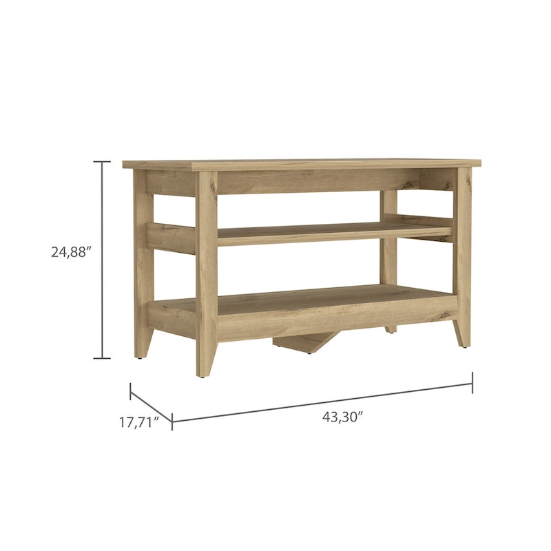 TUHOME Misuri Storage Bench with 4 Legs and 2 Open Shelves