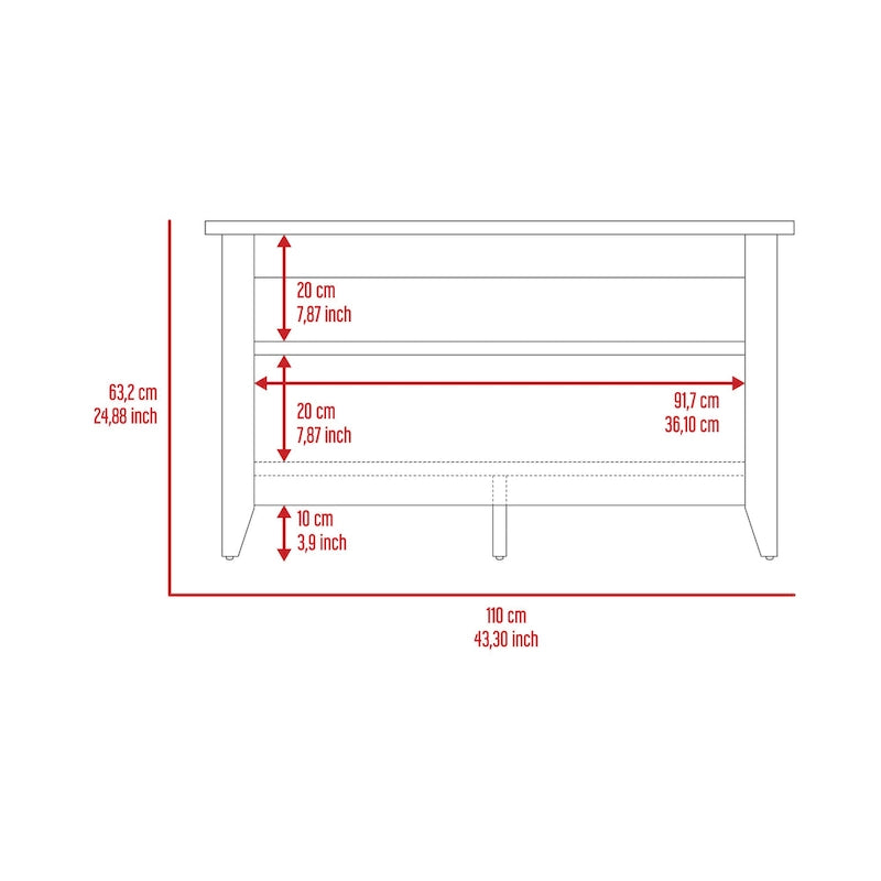 TUHOME Misuri Storage Bench with 4 Legs and 2 Open Shelves