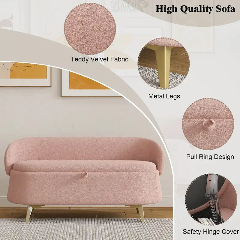 Teddy Fleece Storage Bed Bench