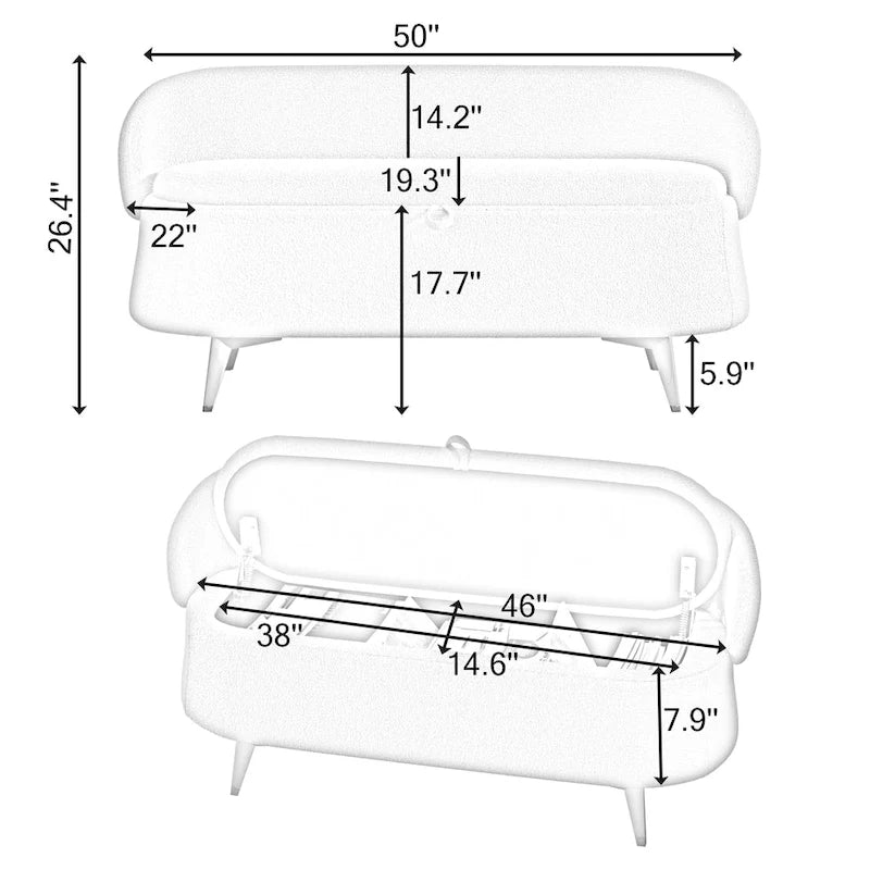 Teddy Fleece Storage Bed Bench