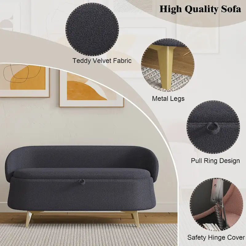 Teddy Fleece Storage Bed Bench