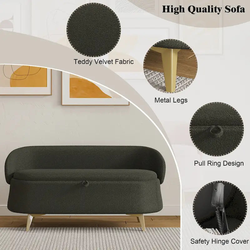 Teddy Fleece Storage Bed Bench
