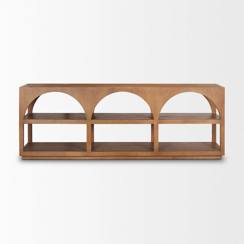 Bela Medium Brown Solid Wood Arched Console Table (54)