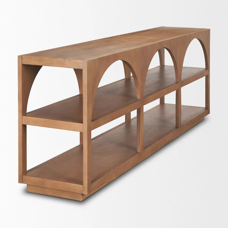 Bela Medium Brown Solid Wood Arched Console Table (54)