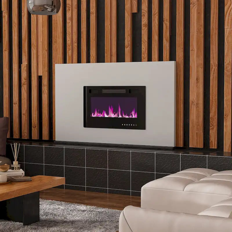 Wood Grain TV Stand with Optional Electric Fireplace: Cable Management