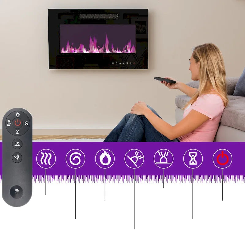 Wood Grain TV Stand with Optional Electric Fireplace: Cable Management