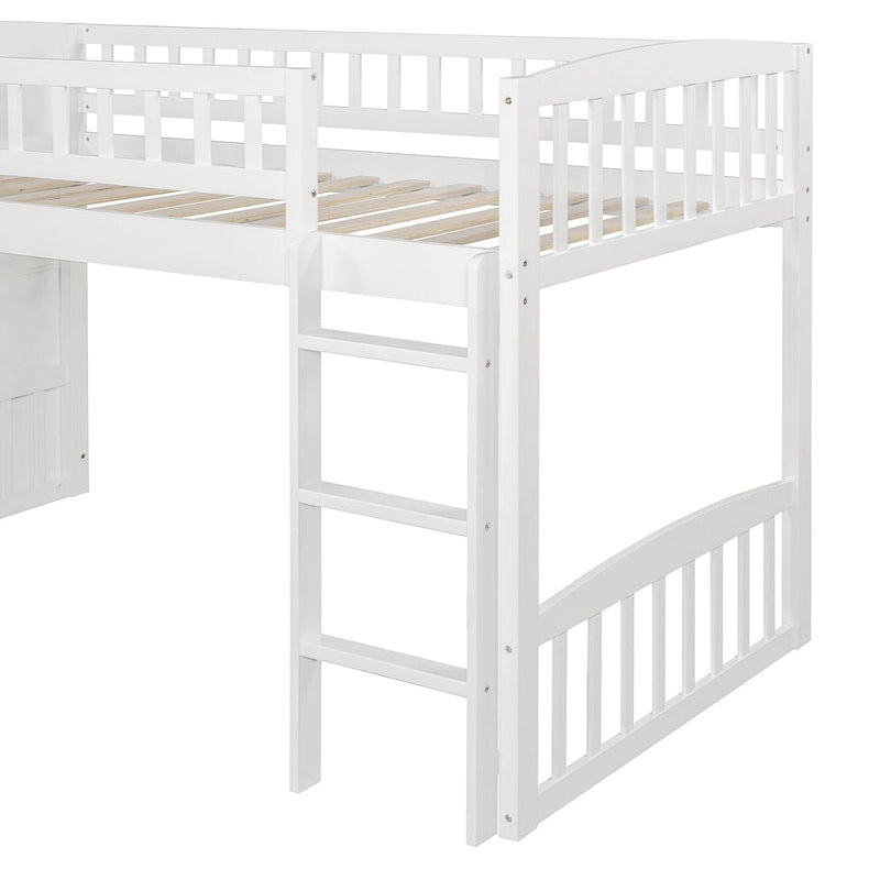 Merax Stairway Twin Size Loft Bed with Slide and Two Drawers