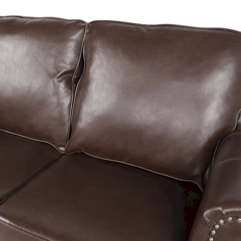 Lawton Faux Leather Loveseat with Nailhead Trim by Christopher Knight Home