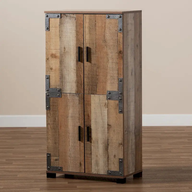 Cyrille Rustic 4-door Shoe Cabinet