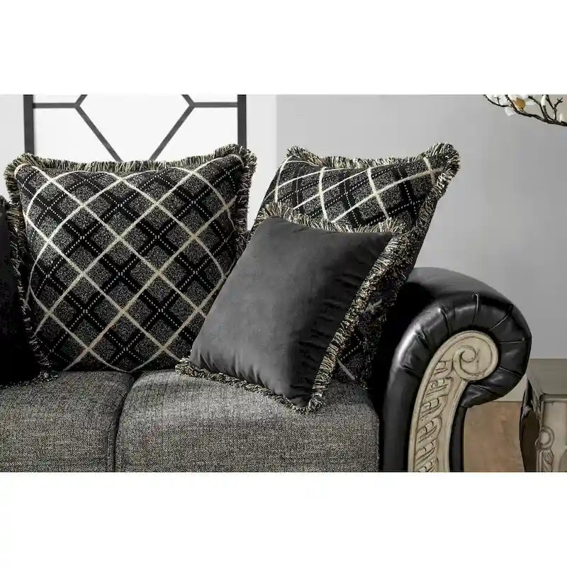 Roundhill Furniture San Marino Two-tone Fabric Wooden Sofa and Loveseat Set