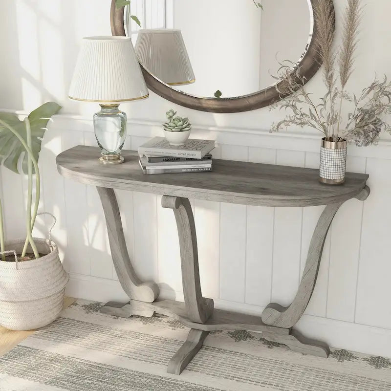 DH BASIC Farmhouse Vintage Grey Oak 48-inch Entryway Console Table by Denhour