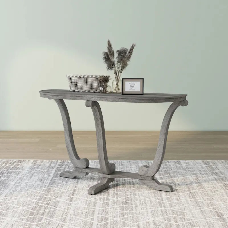DH BASIC Farmhouse Vintage Grey Oak 48-inch Entryway Console Table by Denhour