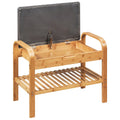 Bamboo Storage Bench Shoe Organizer Padded Seat Shoe Rack