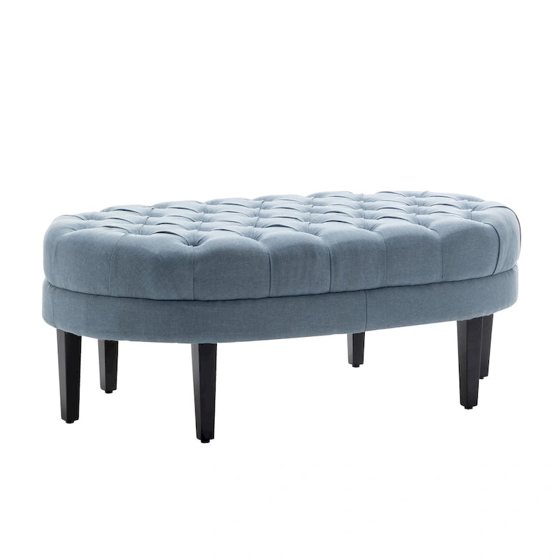 Porthos Home Itan Fabric Oval Cocktail Ottoman with Rubberwood Legs