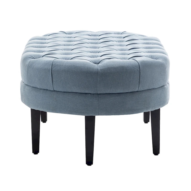 Porthos Home Itan Fabric Oval Cocktail Ottoman with Rubberwood Legs