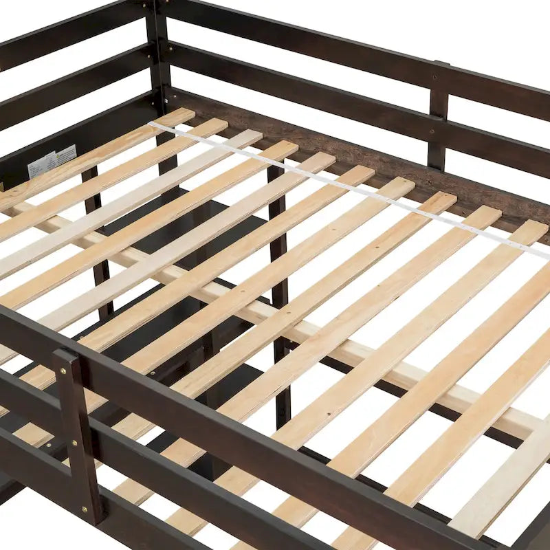 Nestfair Full Size Wooden Loft Bed with Desk and Shelves