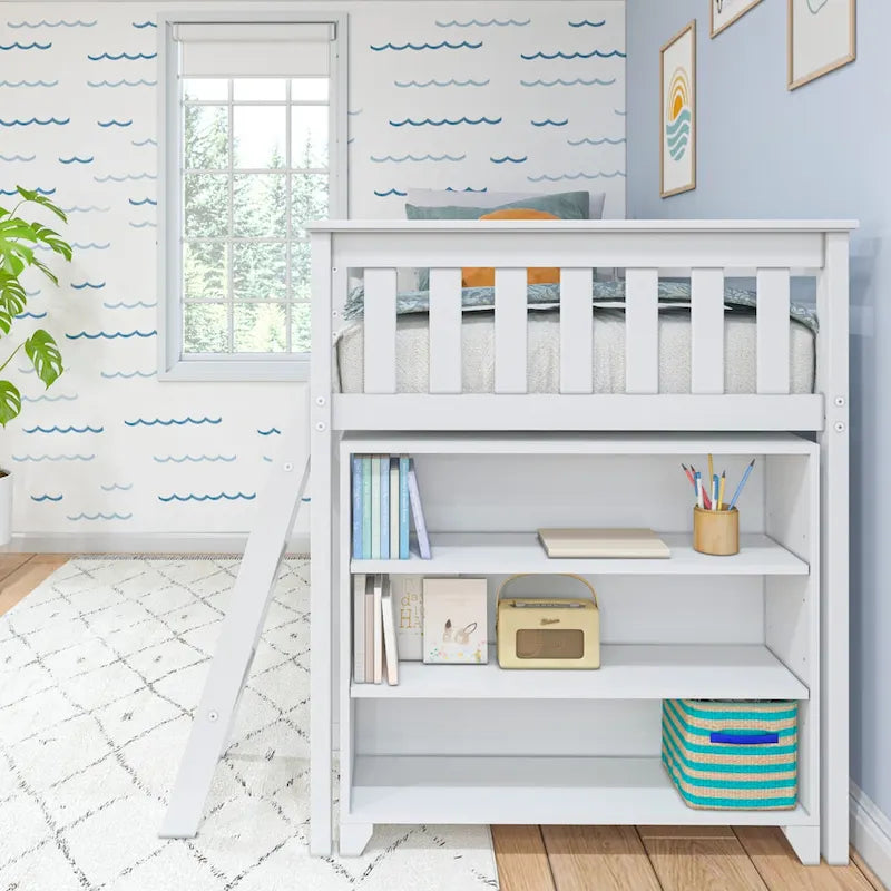 Max and Lily Twin-Size Low Loft with 3-Shelf Bookcase and 6-Shelf Bookcase