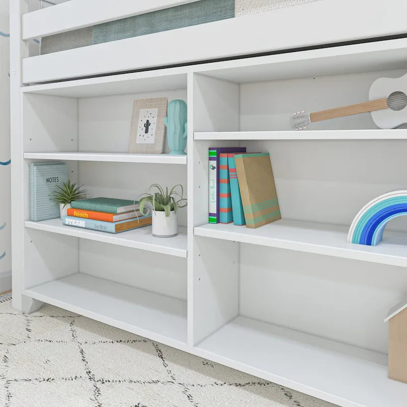 Max and Lily Twin-Size Low Loft with 3-Shelf Bookcase and 6-Shelf Bookcase