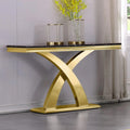 50 inch Rectangle Console Table with Luxurious Stainless Steel X Base and High Gloss Top