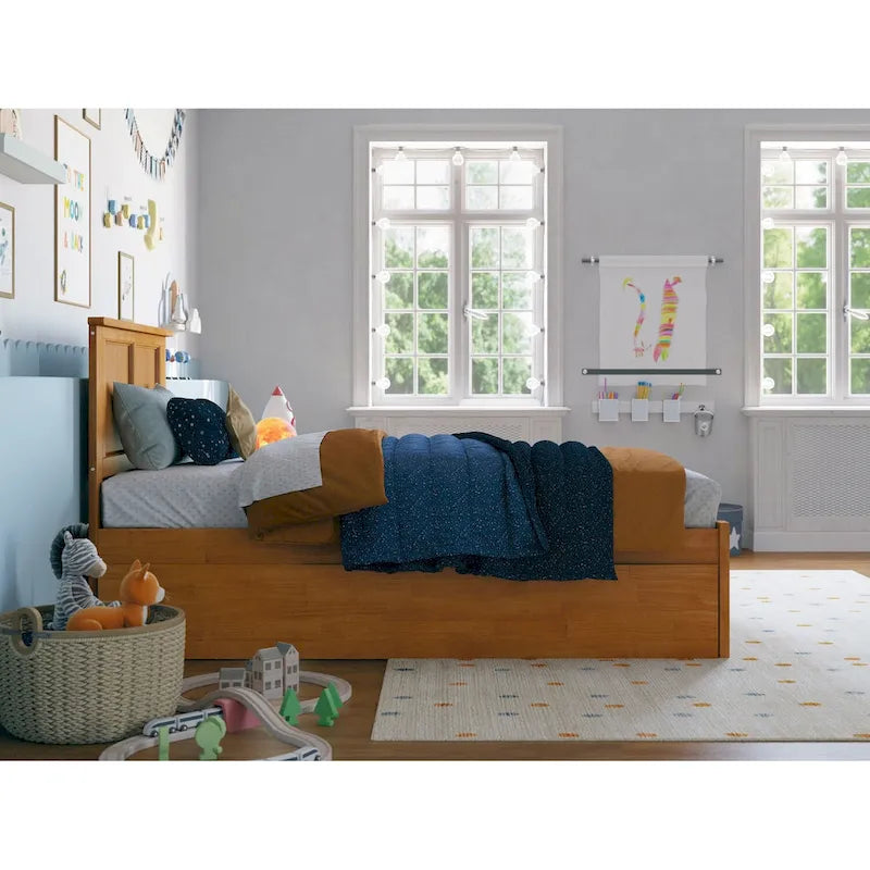Madison Platform Bed with Footboard and Twin Trundle