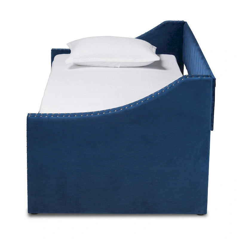 Raphael Modern Velvet Fabric Upholstered Daybed with Trundle