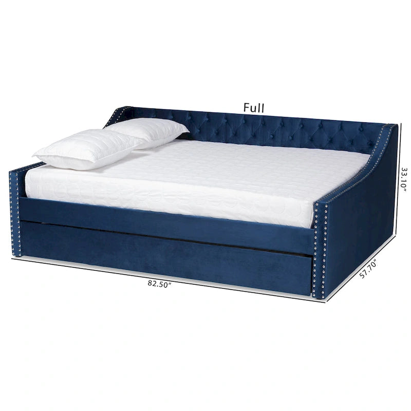 Raphael Modern Velvet Fabric Upholstered Daybed with Trundle