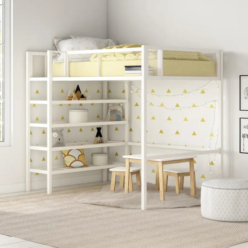 Avenue Greene Tammy Metal Twin Storage Loft with Bookcase