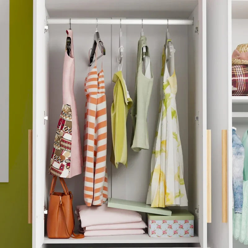4 Doors Wardrobe Armoire Closet 63 W Bedroom Clothes Storage Cabinet
